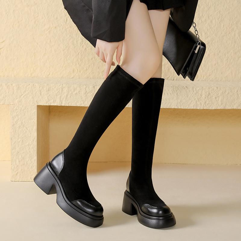 Over-knee Boots Women's 2025 Autumn and Winter New High Boots Elastic Boots Women's Shoes Knight Boots Thick Leg Heel Boots