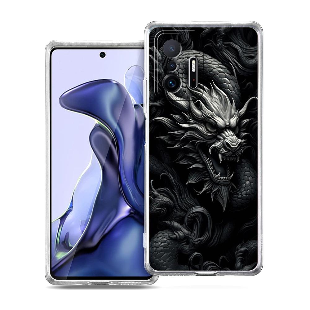 Прозрачный чехол для телефона для Xiaomi Mi 14 13 12 11 Ultra Poco X3 NFC F3 F6 Pro Мягкий ТПУ корпус Модный тренд Мультяшный Китайский дракон