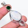 Natural Milky Opal, Diopside 925 Sterling Silver Jewelry Pendant 2.92" C8T74