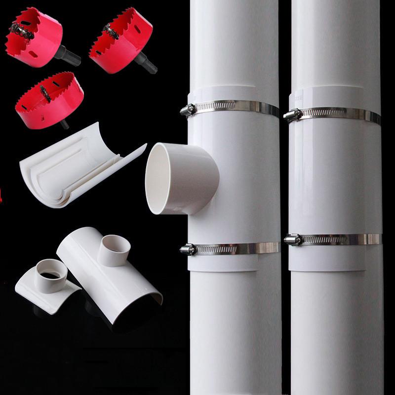PVC Open Tee Pipe joint Repair Patch Drain Pipe Adapter Tube Connectors for Home Outdoor Industrial Plumbing Accessories
