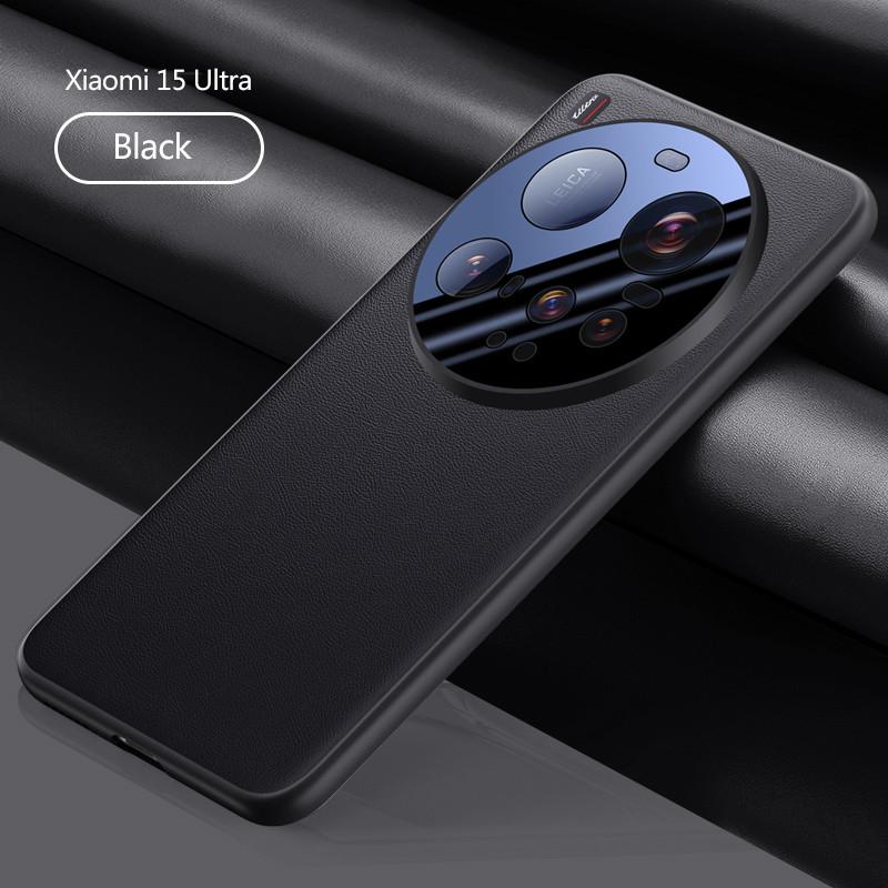 Luxury Ultra Thin PU Leather Phone Case for Xiaomi 15 Ultra 5G Silicone Bumper Drop-proof Camera Full Protection Cover