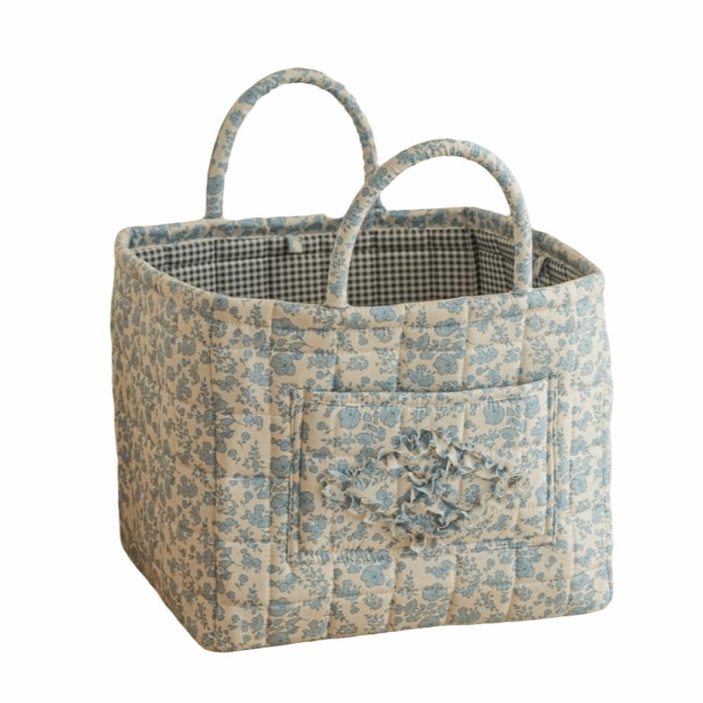 Vintage Foldable Laundry Basket Floral Print Quilted Storage Basket Travel