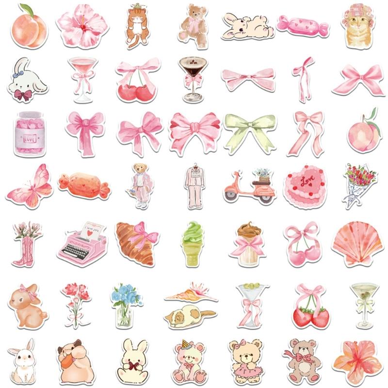 50Pcs Water Resistant Cartoon PVC Sticker Aesthetic Sticker for Water Bottle Laptop Car Scrapbooking Journal Skateboard