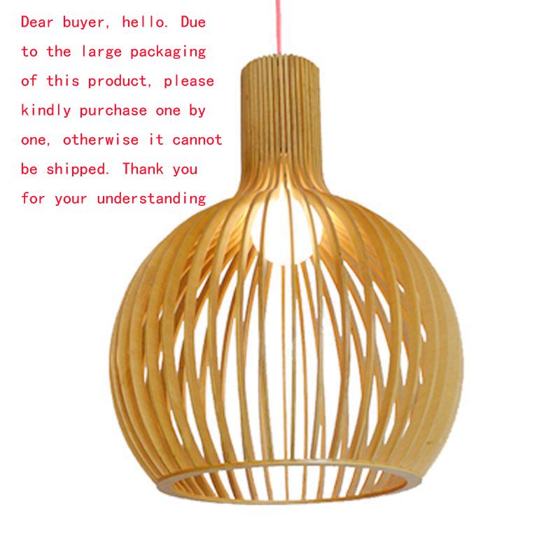 Modern Wood Pendant Light for Living Room Decoration Black Hanging Lamp Suspension Wooden Chandelier Lighting Fixtures