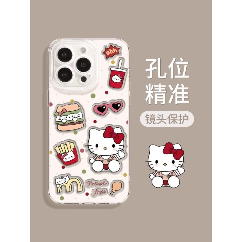 Чехол для мобильного телефона Hello Kitty Яблоко 17promax 16 новый iphone15 милый 14plus всесторонний 13 прозрачный мягкий чехол