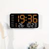 Fashionable Frameless Digital Wall Clock - Multifunctional, Dual-Use Display with Temperature, Humidity and Weather Icons, USB-Powered, Modern Black