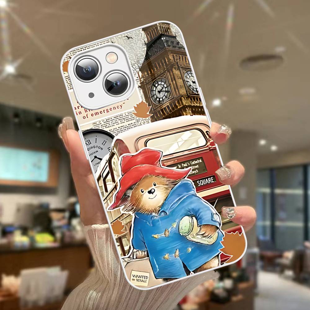 Cute P-Paddingtons Bear For IPhone 14 13 12 Mini 11 Pro XS Max X XR 14 Plus Tempered Glass Cover