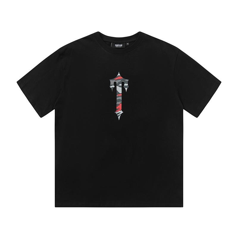 Cross-border new graffiti letter printing European and American street trendy brands loose and versatile casual men's and women's short-sleeved round