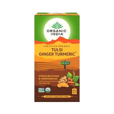 Чай с Тулси, Имбирем и Куркумой (25 пак, 1,9 г), Tulsi Ginger Turmeric Tea,  Organic India