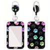 Footprint Heat Transfer Card Holder Retractable Easy-Pull Buckle Lanyard Badge Holder Name Tag Lanyard Keychain