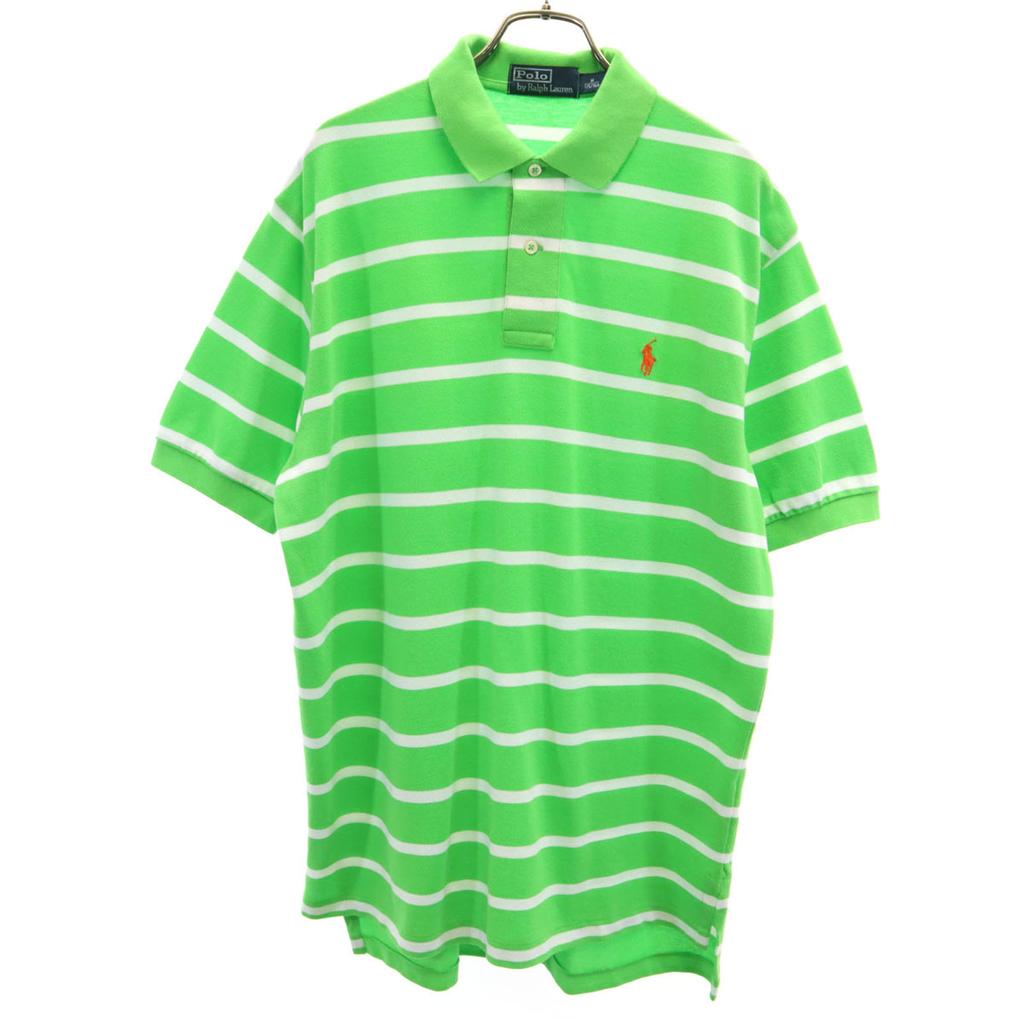 Polo by Ralph Lauren Border Pattern Short Sleeve Polo Shirt Kanoko Fabric Men's Used