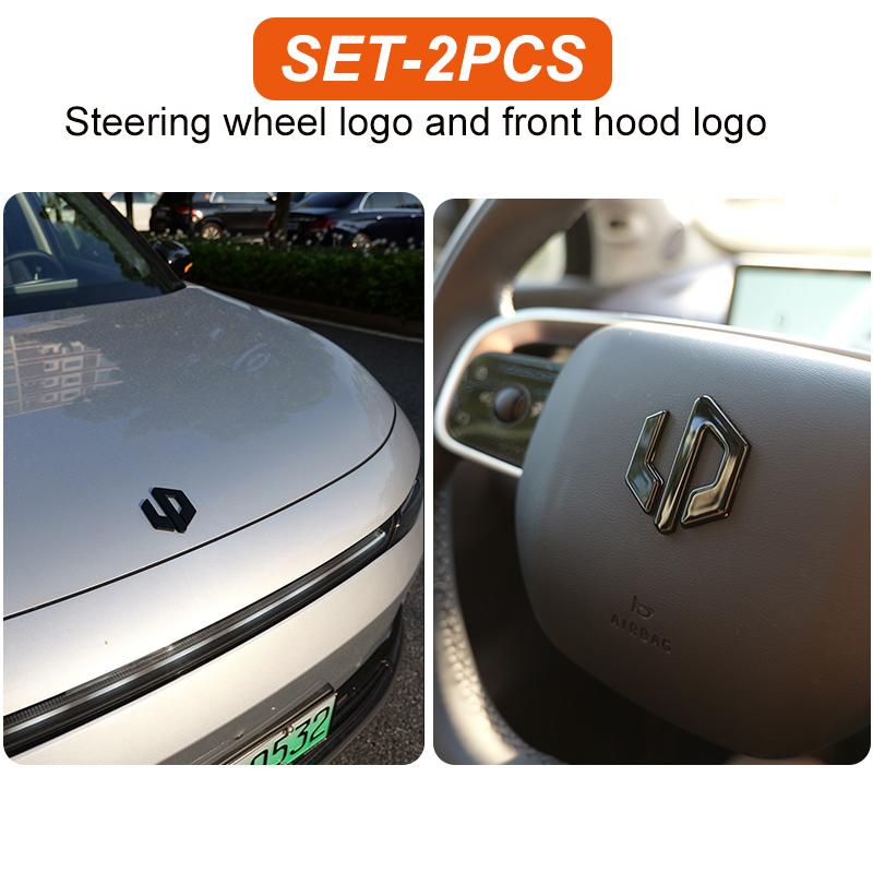 Linnunu Fit for Leapmotor C10 Black Car Logo Car Exterior Decoration Parts Front Hood Emblem Steering Wheel Emblem Wheel Hub Emblem Rear Emblem
