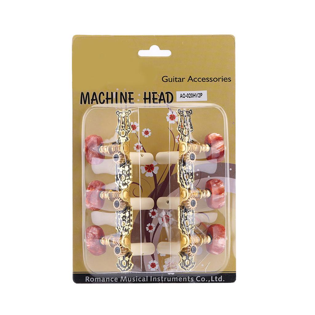 Alice AO 020HV2P 2 шт.(Левый + правый) Колок для классической гитары, золотой с черным покрытием(длинный) строка