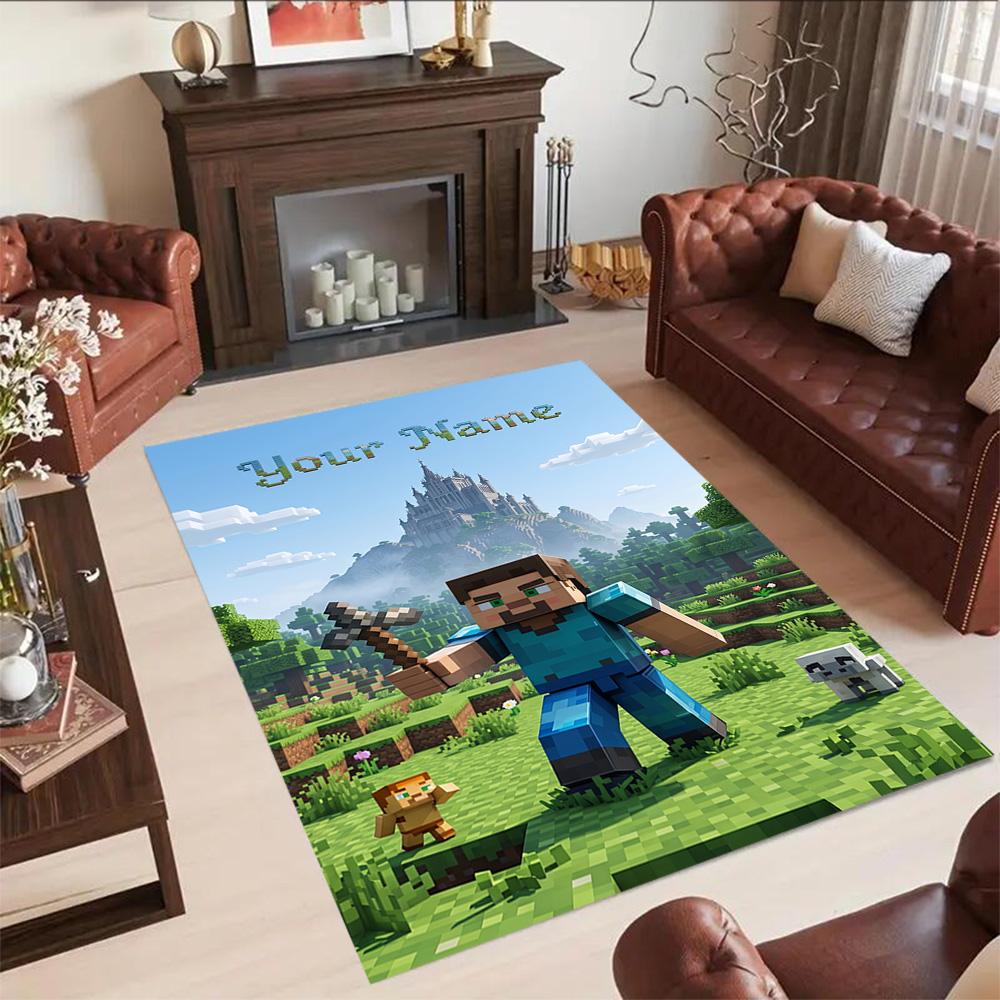 Minecraft Customized Name Floor Rug Office Rug Design For Dining Room Balcony Hallway Entryway Antislip Carpet Anime Office Decor