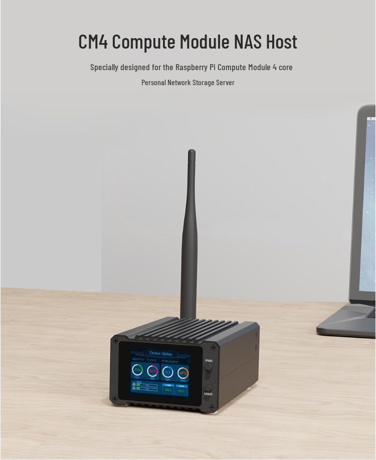 NAS-сервер на базе Raspberry Pi CM4 с двумя портами SATA и 2-дюймовым ЖК-дисплеем