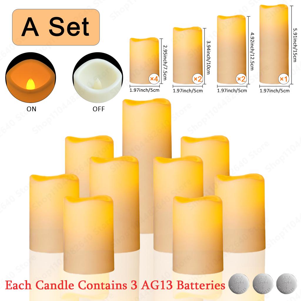9-72Pcs Flameless Candle Wedding LED Candle Artificial Flickering Candle Battery Operated Candlelight Concert Dinner Home Decor