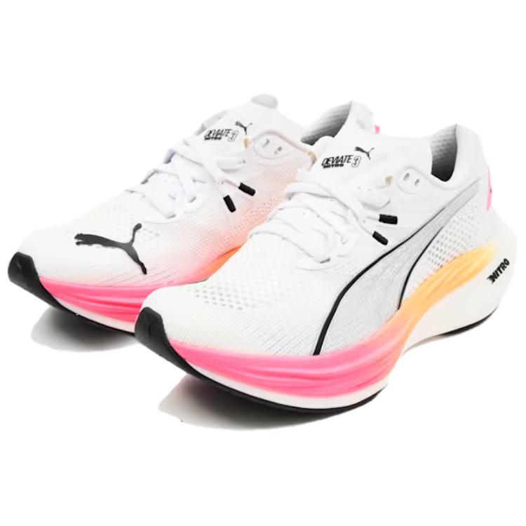 Puma Deviate Nitro 3 Удобные Прочные Дышащие Низкие Беговые Кроссовки Женские Беговые Кроссовки Белые 378450-04