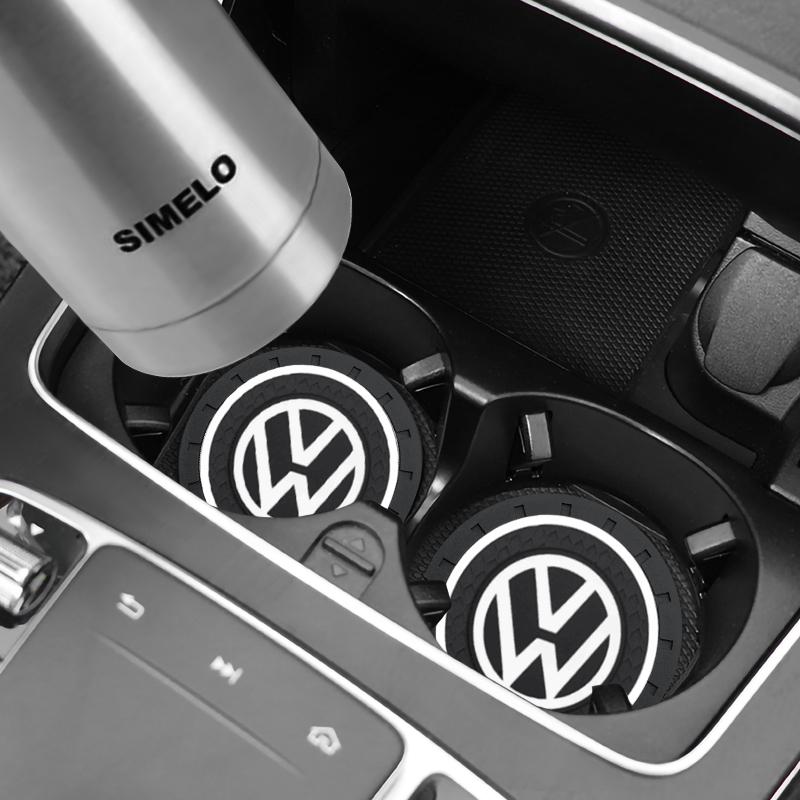 For Volkswagen 1/2pcs Car Water Cup For Volkswagen Polo VW Golf Caddy Scirocco Rline GTD R Beetle Touran Waterproof Non-slip Silicone Coasters