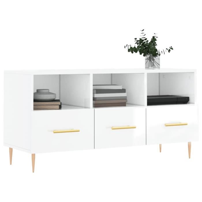 VidaXL TV Stand High Gloss White 102x36x50 Cm Engineered Wood 829022