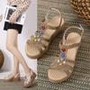 Fashion Ankle Strap Sandals Women Wedges High Heels Platform Woman Pumps Comfortable Ladies Sandalias Buckle Strap Female Summer Sandal