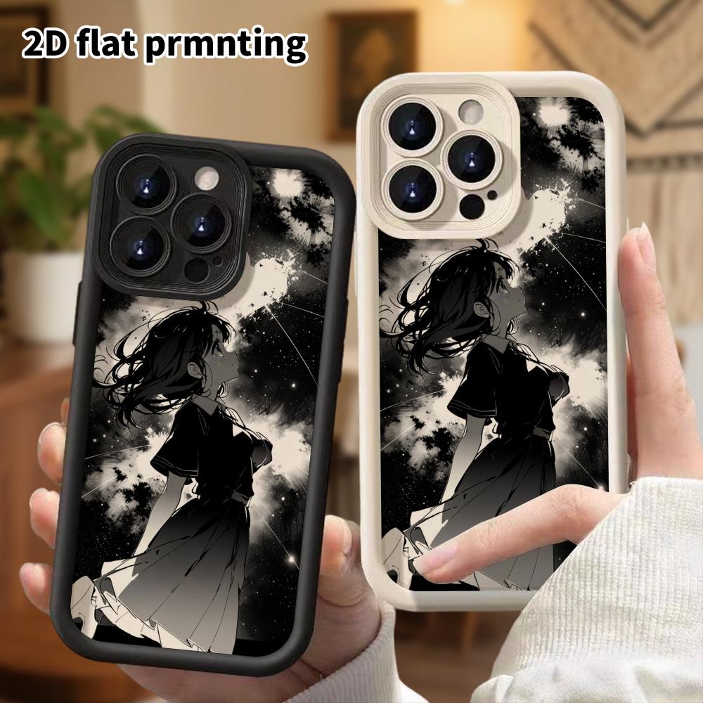 Чехол для телефона: 2D плоский, подходит для iPhone 18 17 16 15 14 13 12 Pro, черно-белый комикс, идеальный подарок на Рождество и Хэллоуин