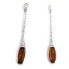 [N2164] - Amber 'Inspiration' Silver Earrings (rhodium-plated) - 40x4 Mm