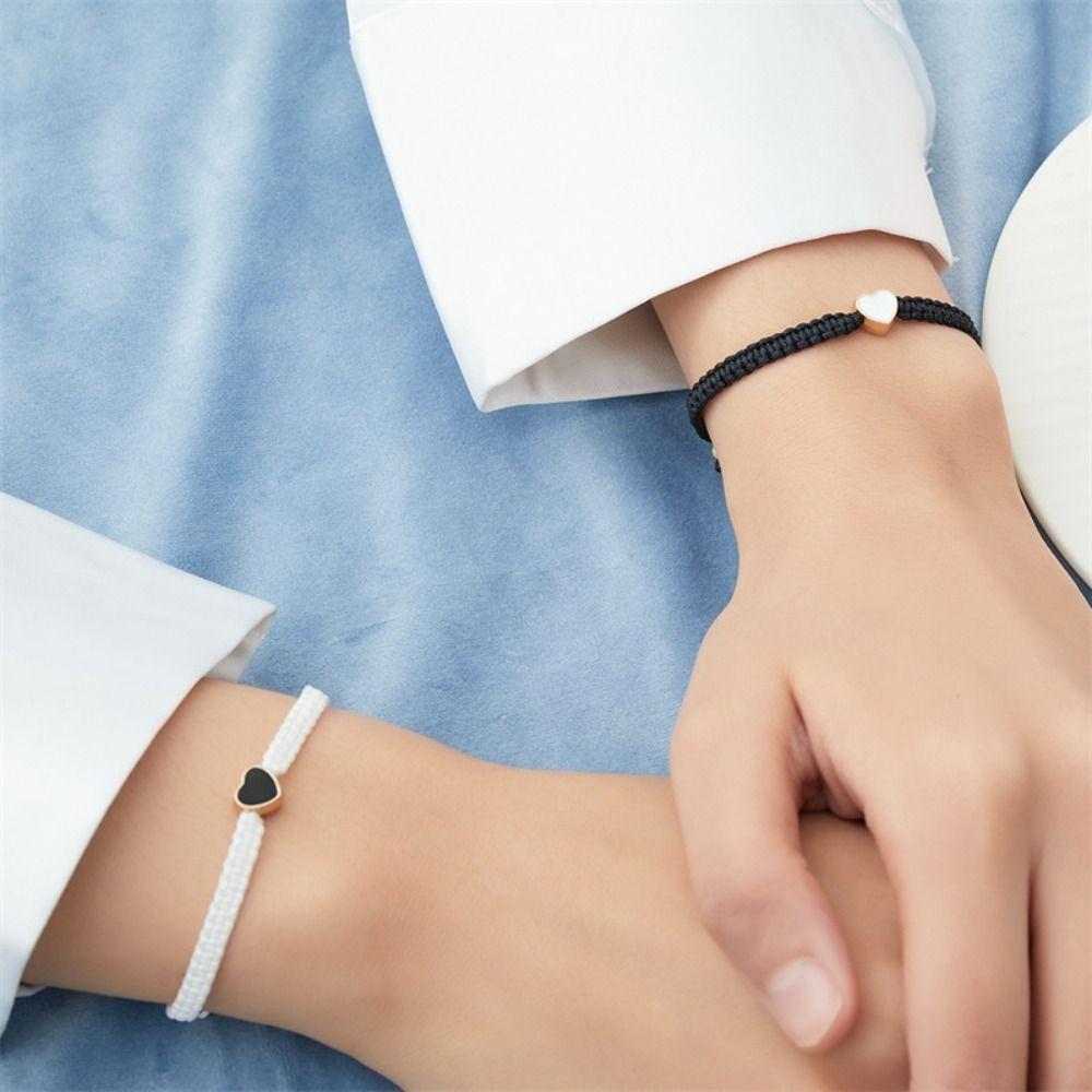 Contrasting Colors Heart Shape Bracelet Love Fortune Bracelet Heart Couple Bracelet  Friendship
