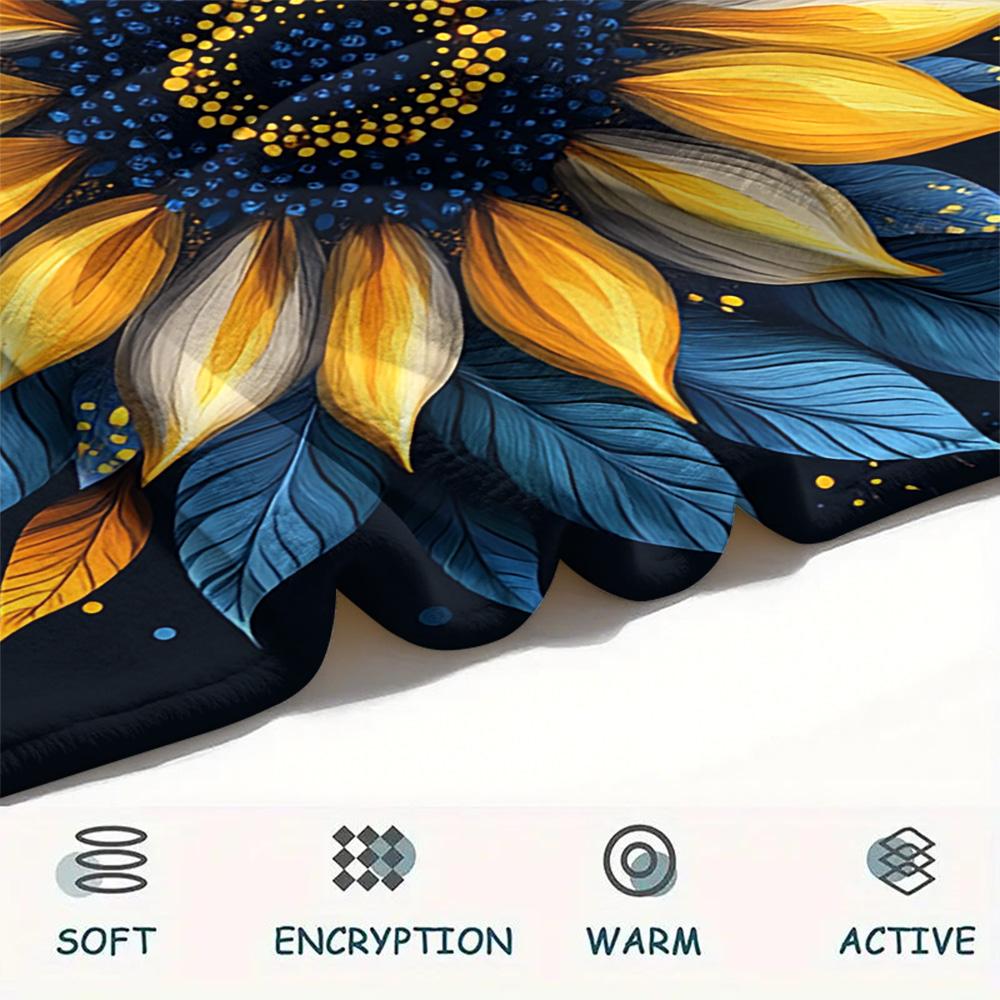Sunflower Print Flannel Blanket, High quality Comfortable for All Seasons, Home Decor, Warmth and Comfort, Perfect for Christmas Gifts