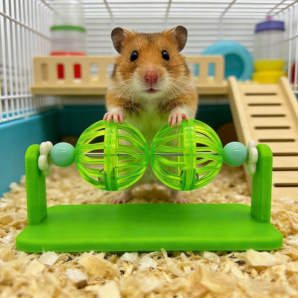 Interactive Rotating Bell Ball Boredom Relief Cage Enrichment Accessory Hamster Toy Guinea Pig