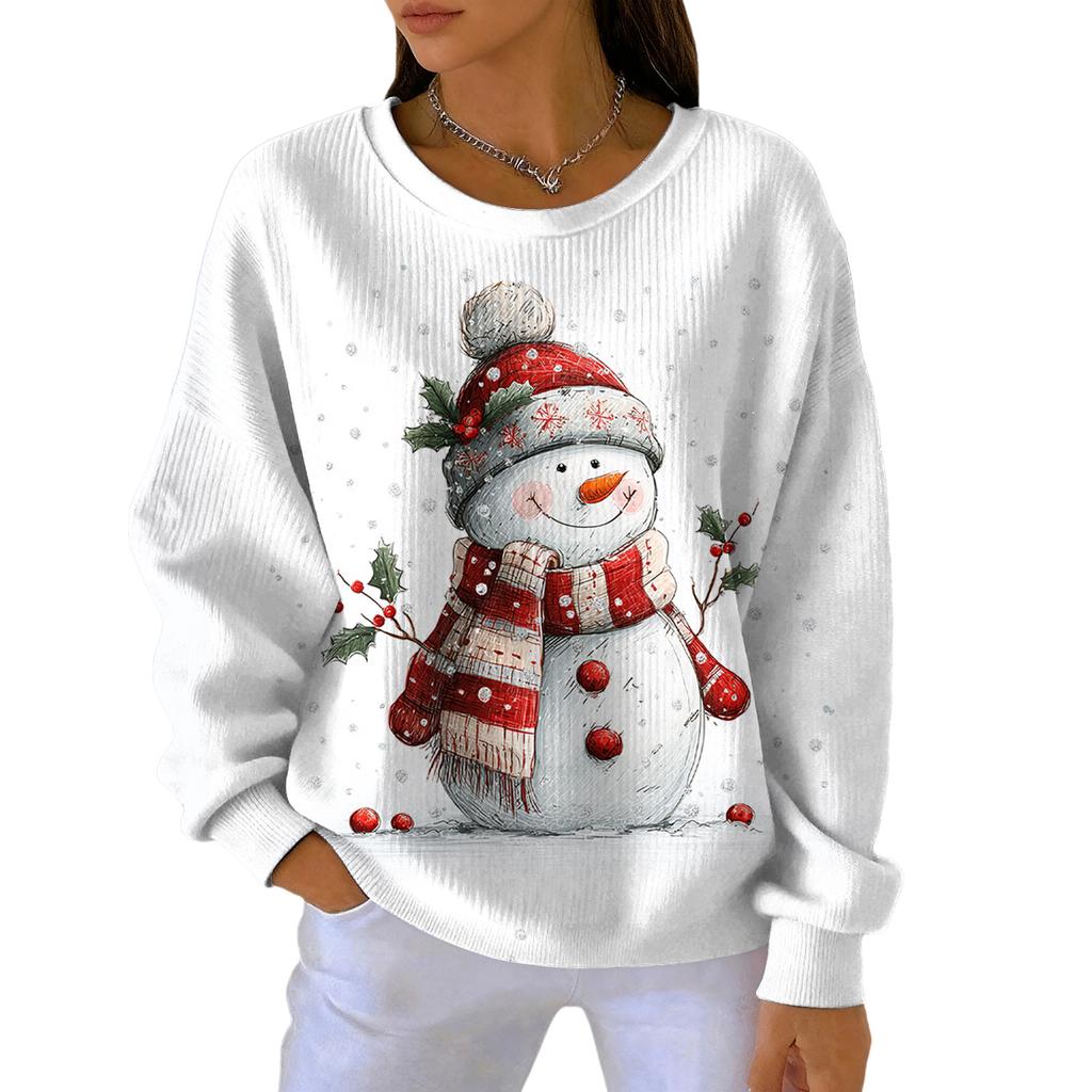 Women's Fashion Casual Gradient Christmas Print Pullover Sports Long-Sleeve Top