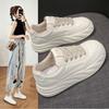 Звезда с той же платформой хлебные туфли весна 2025 новая корейская версия универсальная мягкая кожа мягкая подошва повседневная спортивная обувь для сноуборда женская