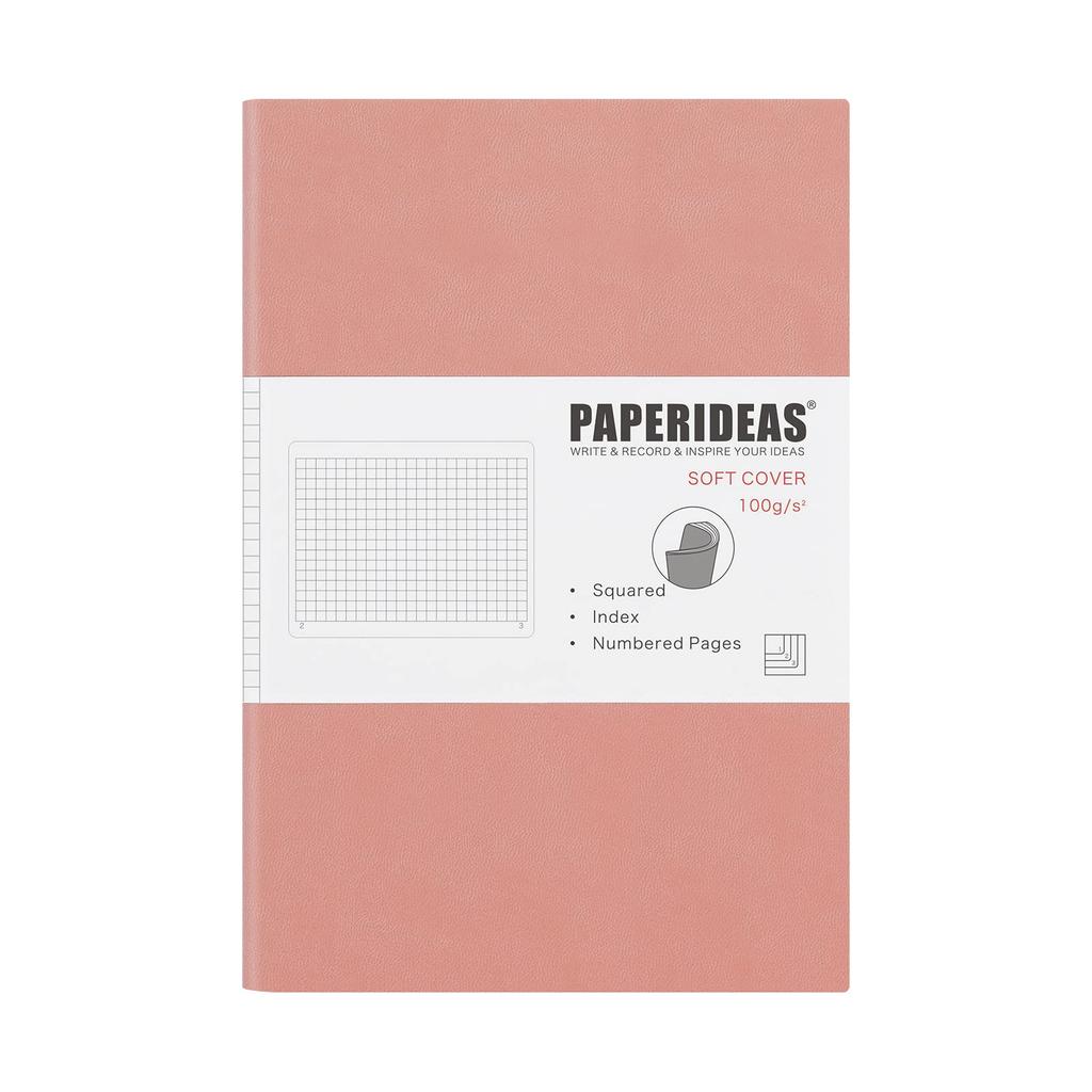 PAPERIDEAS Soft Cover Notebook, A5, (Grid, Pink)