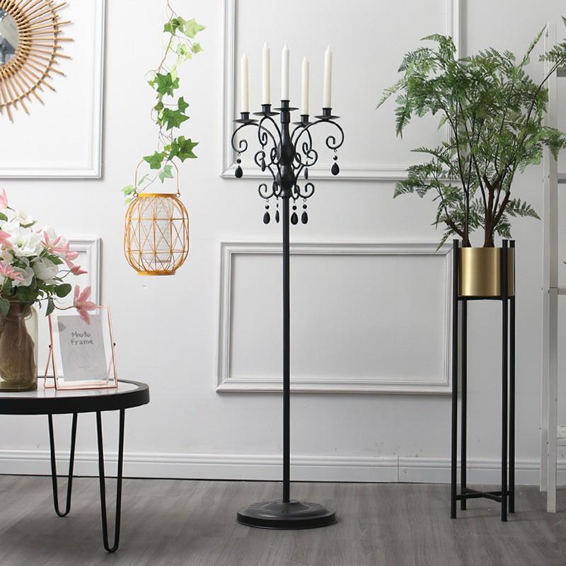 European Black Candle Holder for Five Candles - Elegant Hotel Decoration Ornament