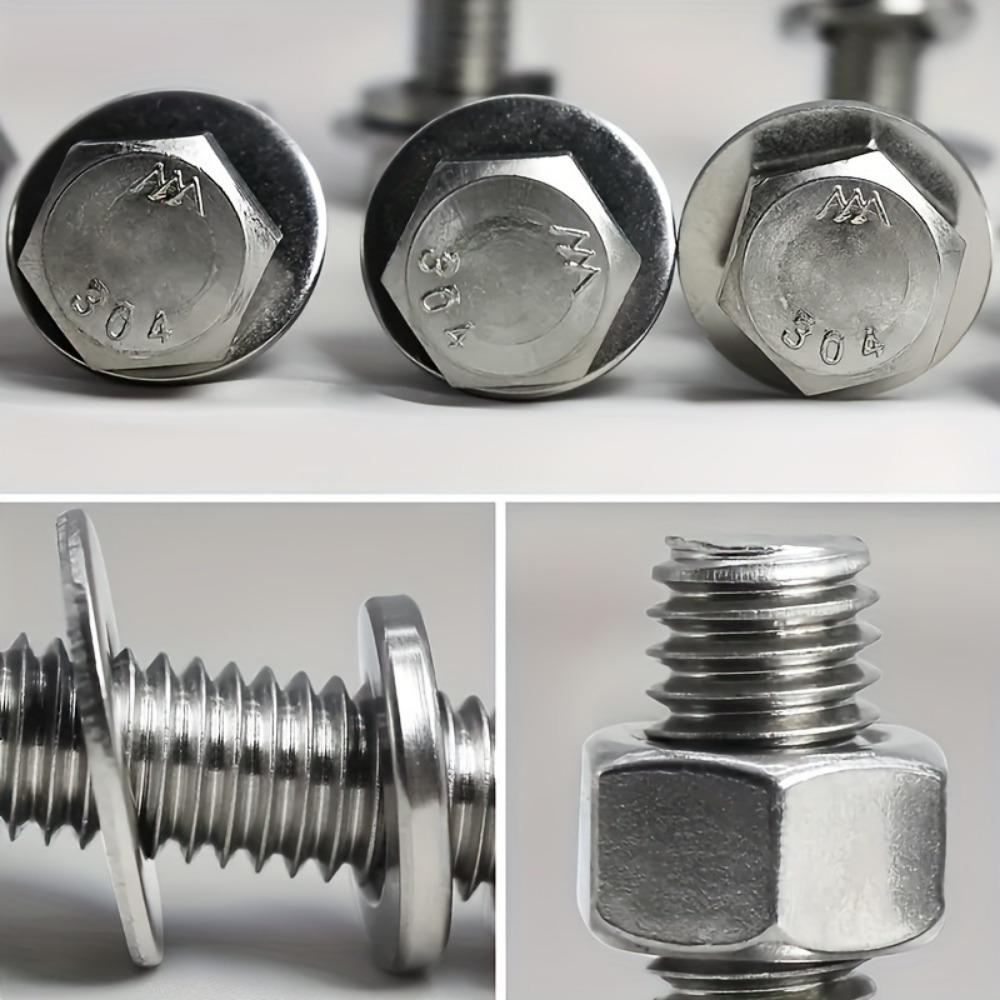560-piece stainless steel hex bolt, nut, spring, and washer set, M3, M4, M5, and M6, lengths ranging from 10mm to 40mm.