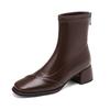 Microfiber Autumn Winter Shoes Thick Med Heels Size 43 Chelsea Boots Apricot Zipper Ankle Boots