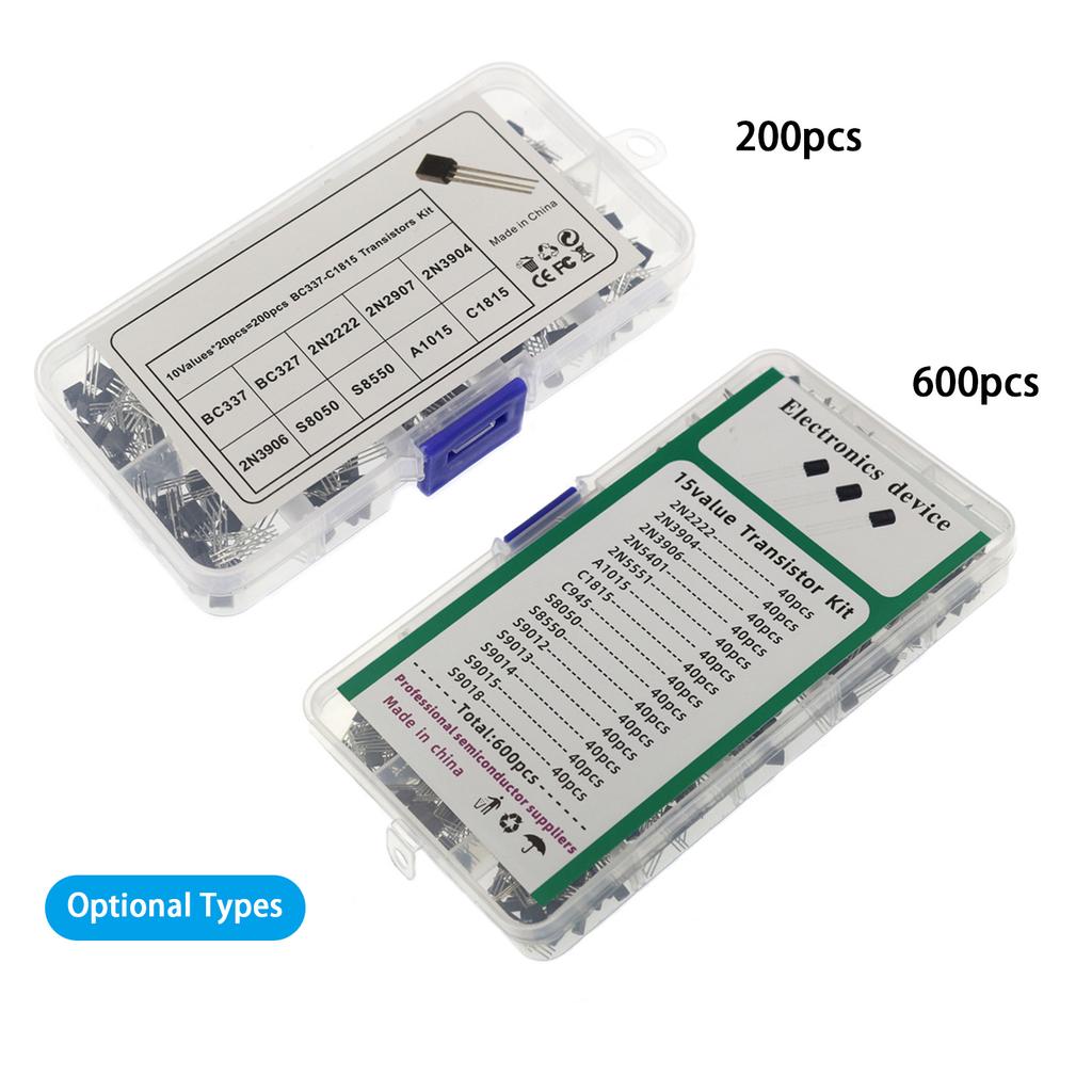 600PCS TO-92 Transistor 15 Types Values Kit Set 2N222/ 2N3904/?2N3906/ 2N5401/ 2N5551/ A1015/