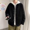 Мужская повседневная черная куртка свободного кроя с лацканами и рукавами со спущенным плечом для весны и осени