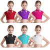 Kids Girls Sparkly Rhinestone Crop Top Sleeveless Cutout Design Athletic Dance Performance Wear
