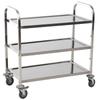 Stainless Steel 3 Tier Rolling Kitchen Service Cart Catering Storage Trolley Island Utility with Locking Wheels for Hotels Restaurants 85L x 45D x