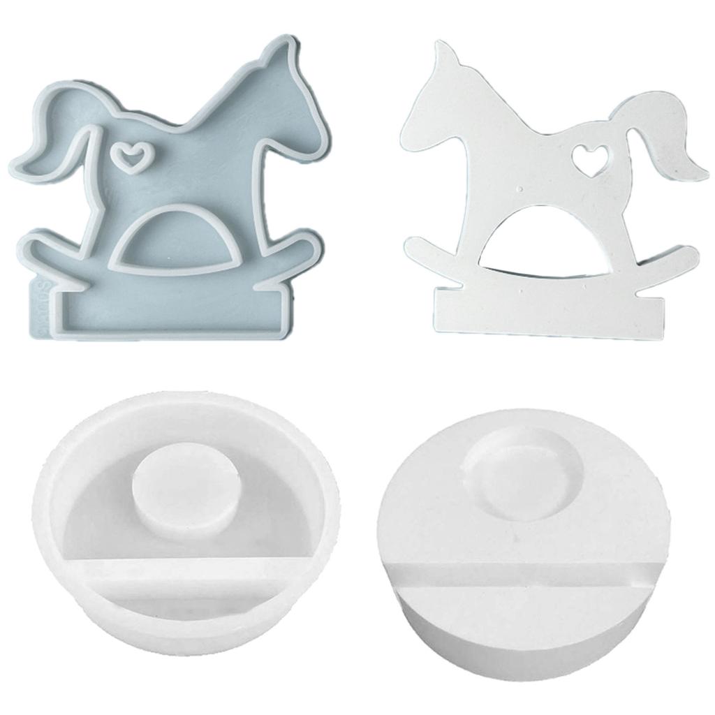 Hearts Horse Candlesticks Resins Moulds DIY Castings Moulds Candle Holder Silicone Molds for Table Home Decorations