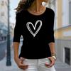 Топы для женщин 3D Белый Любовь Принт Круглый вырез Длинный рукав Футболка Осенний Повседневный Тонкий Пуловер Женский Длинный Рукав Топ