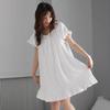 Bowknot Women's Pajama Dress Short Sleeve Princess Nightgown High Waist Ruffle Nightdress  Girls