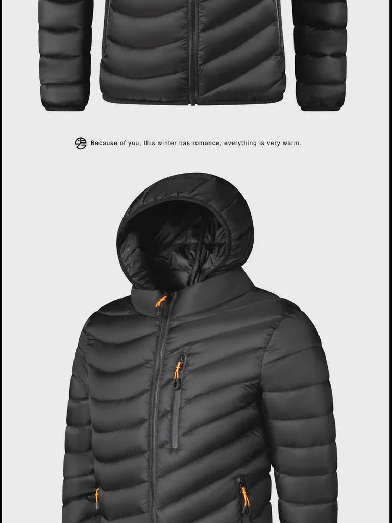 Мужская повседневная легкая хлопковая куртка со съемным капюшоном, большой размер