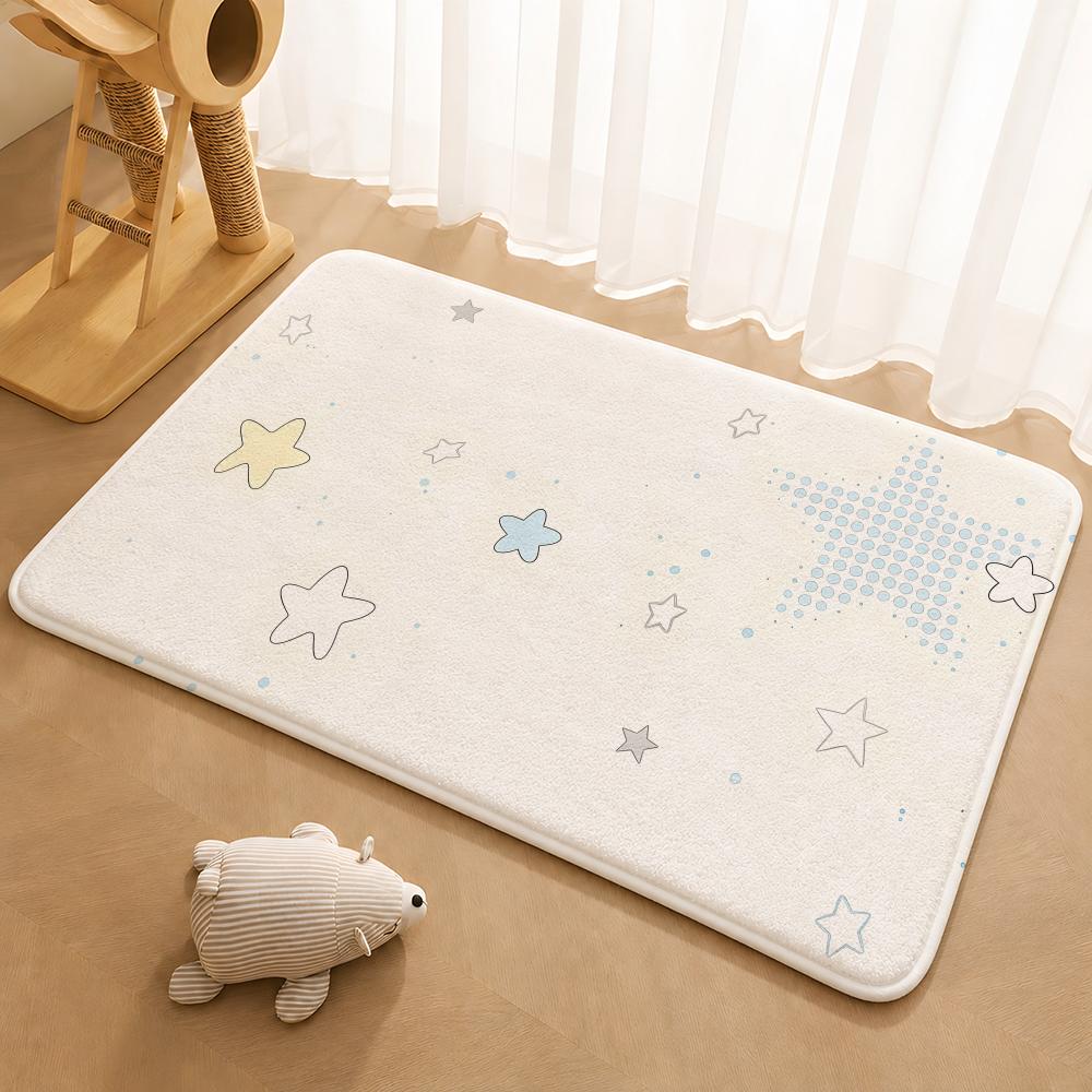 cut Star Floor Mat Floor Mat Soft Flannel Non-Slip Door Rug for Living Room