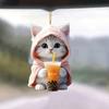 2Pcs Pendants Adorable Rearview Mirror Decorations Car Cartoon Cat Shaped Pendants