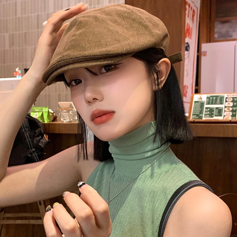 RICYGVM Autumn Beret For Women American Retro Cotton Linen Forward Hat Fashion Girl Artist Painter Cap Solid Color Berets Visors