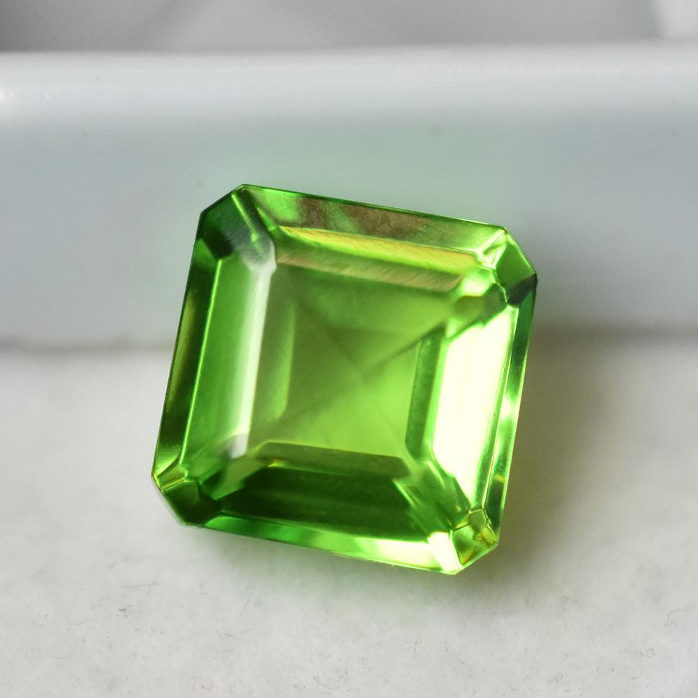 Natural Green Peridot 6.75 Ct CERTIFIED Square Shape Rare Loose Gemstone