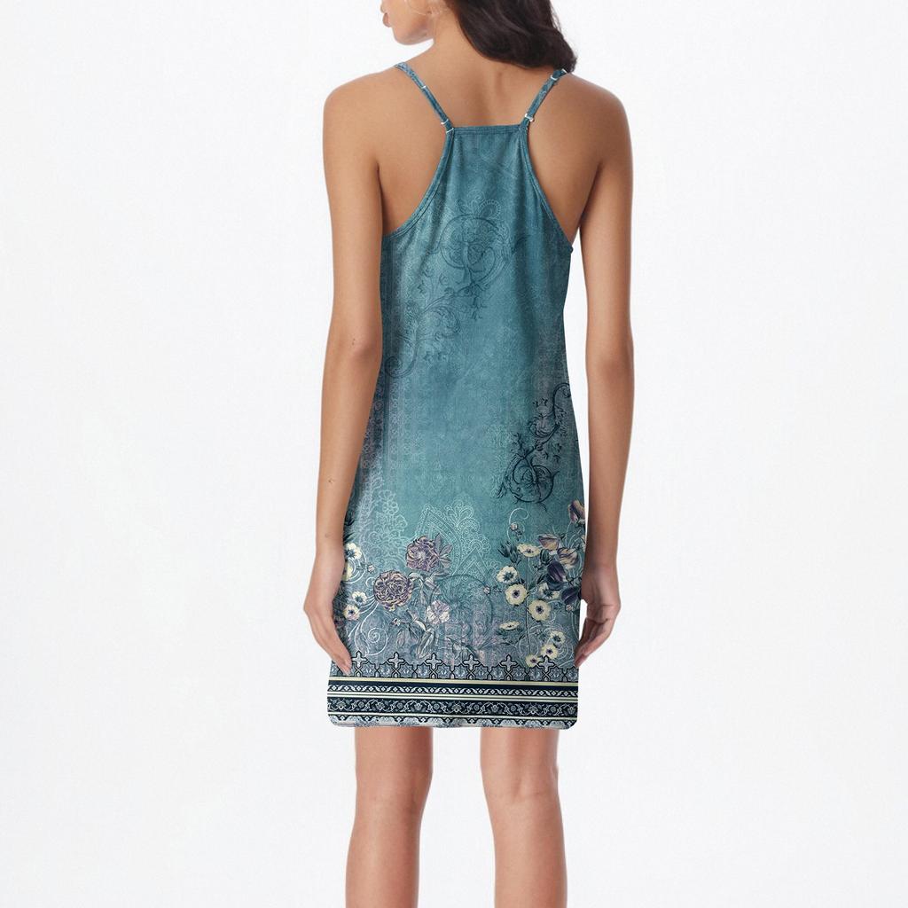 Женское платье-рубашка с принтом без рукавов и бретельками для работы и сна