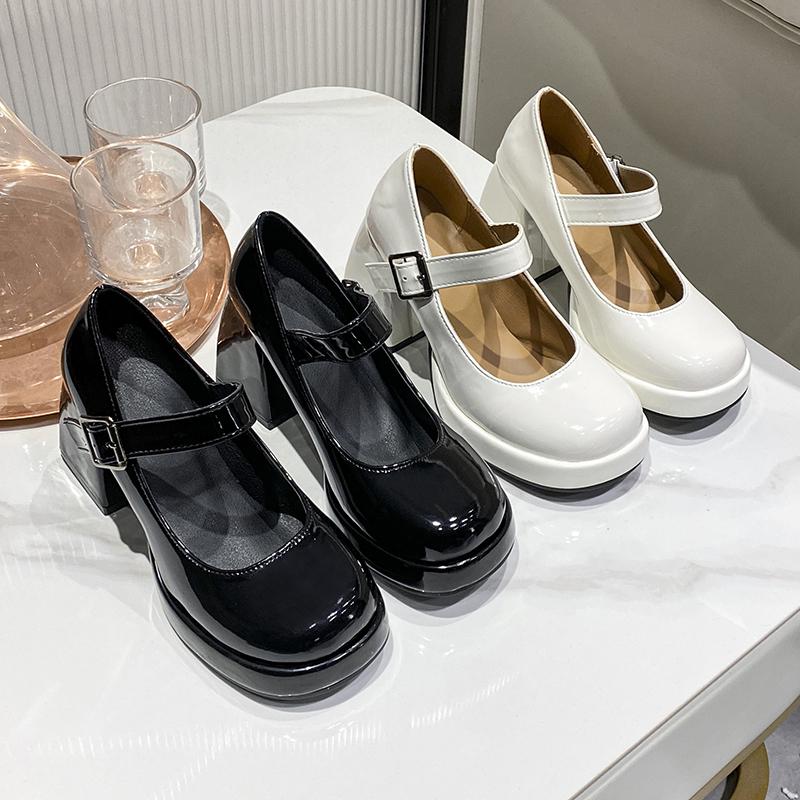 Модные женские туфли Мэри Джейн с пряжкой и ремешком на квадратном высоком каблуке, кожаные оксфорды, женские туфли с квадратным носком, большие размеры