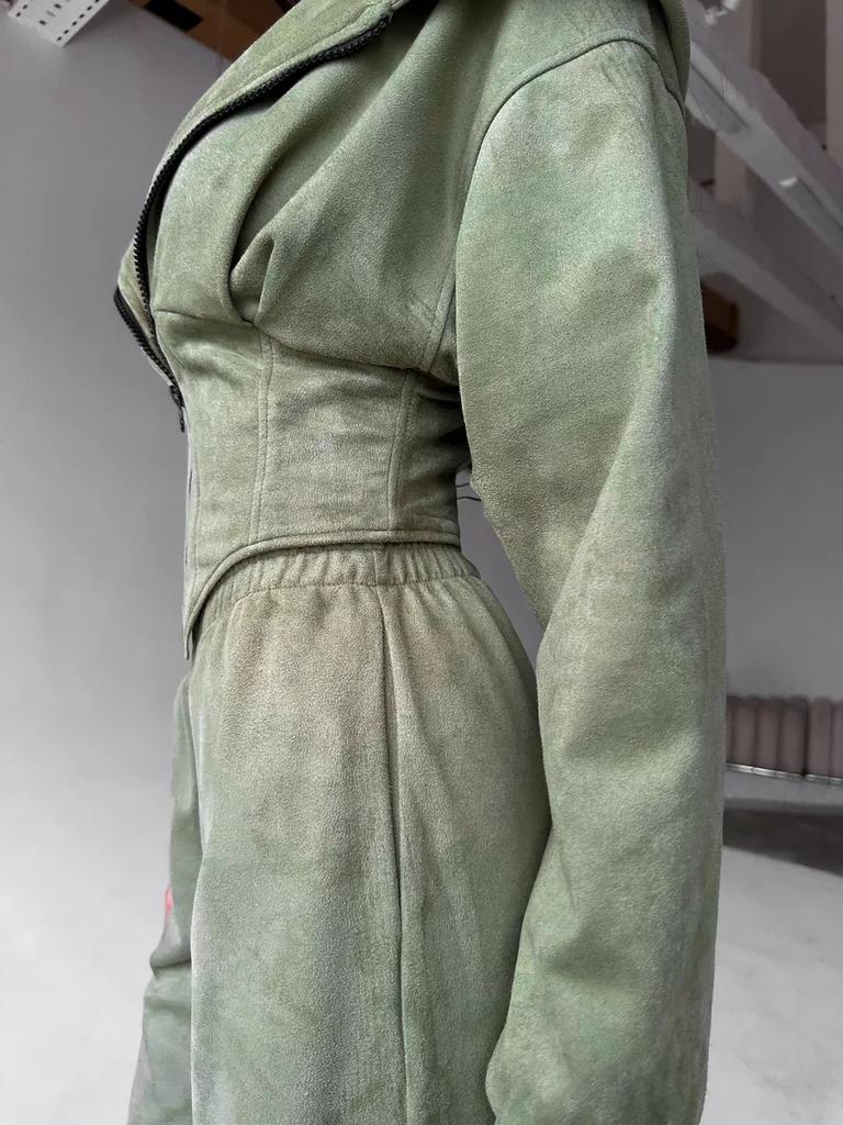 Женский однотонный худи с длинным рукавом и брюки с драпировкой, спортивный повседневный комплект из двух предметов для женщин